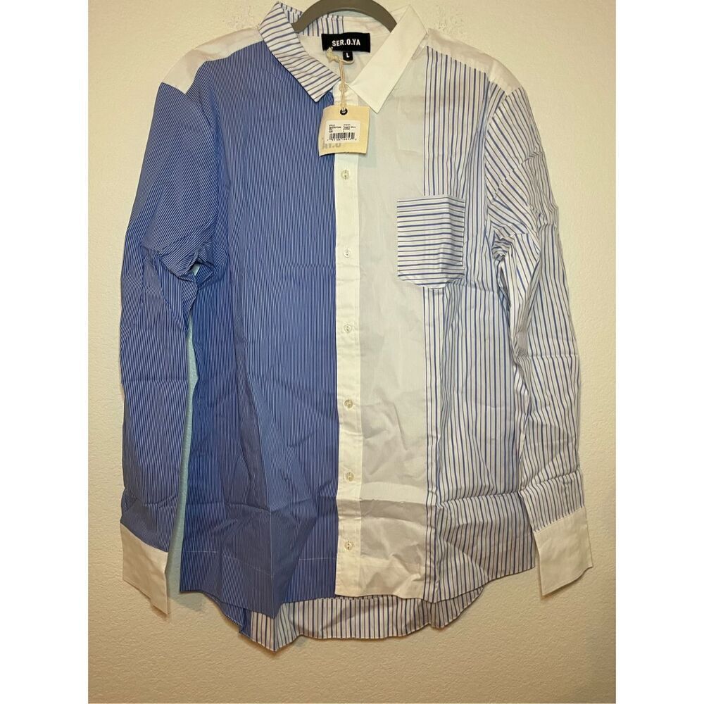 New Ser.o.ya NYC Teagan Button Down Striped Shirt - Picture 4 of 11